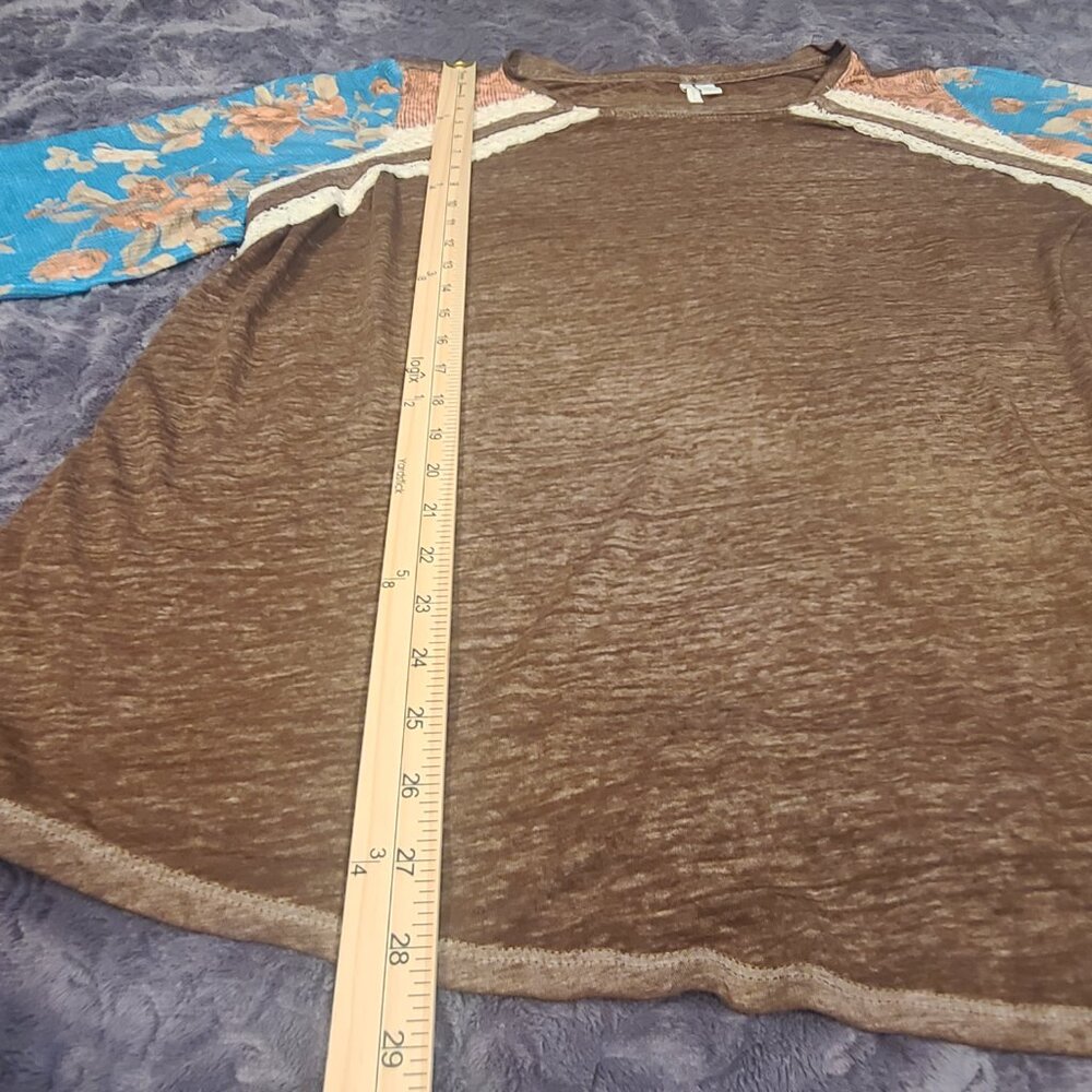 CATO Brown Mixed Media Pull Over Top Women's Plus Size 22/24W - Picture 11 of 14
